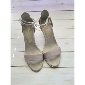 New‎ York Transit Women's Wedge Sandals with Ankle Strap - Silver/Grey - Size 8